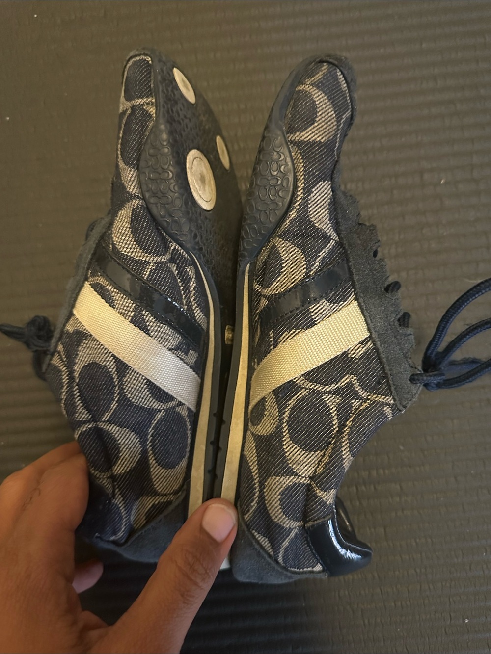 Coach Signature Espadrille Sneakers in Navy and Beige